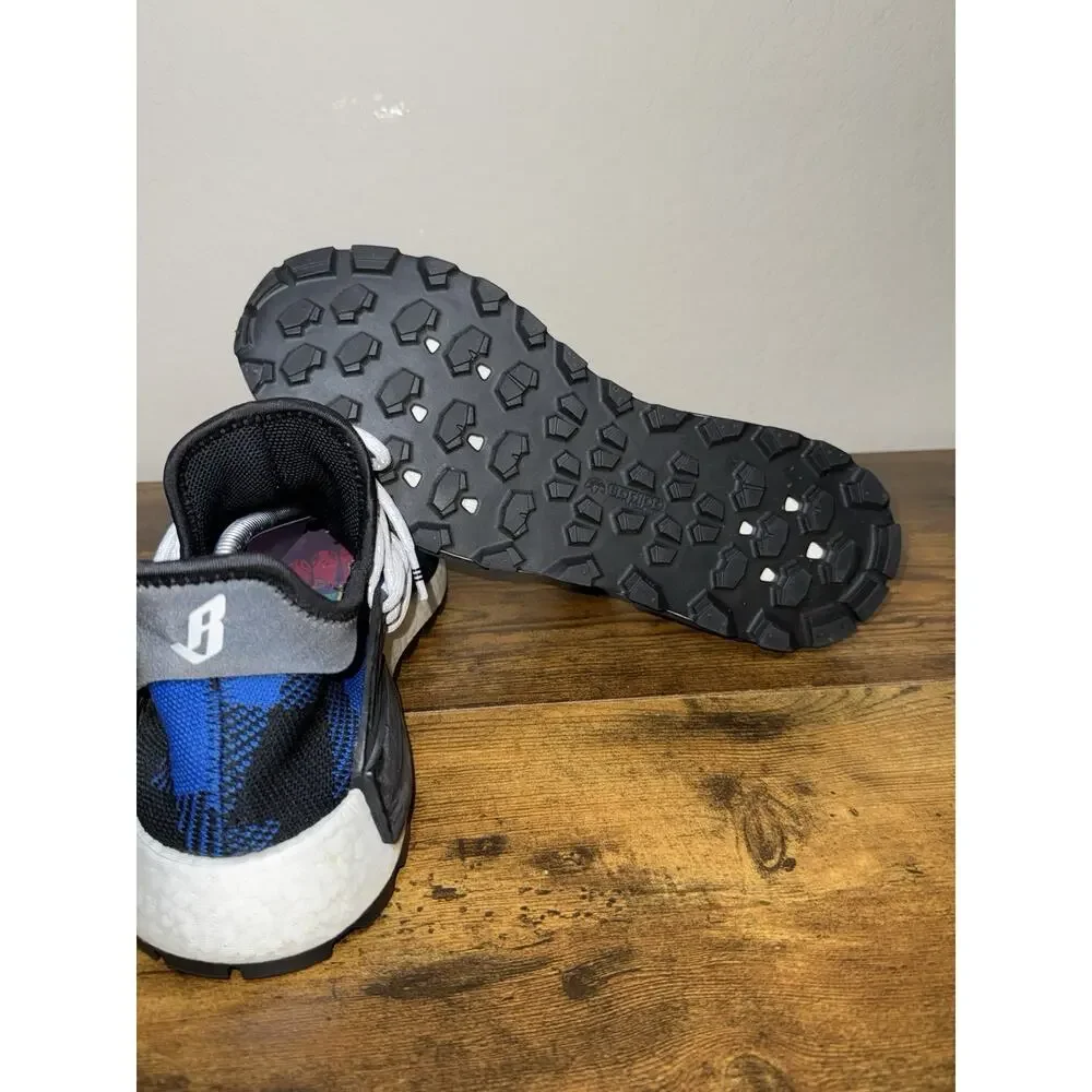 Adidas NMD Hu Pharrell x BBC Blue/Black Plaid Sneakers (EF7387) - Size US 11.5